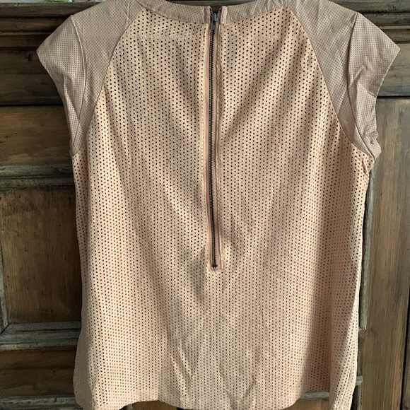 Suede and leather short sleeve top - Picture 3 of 3